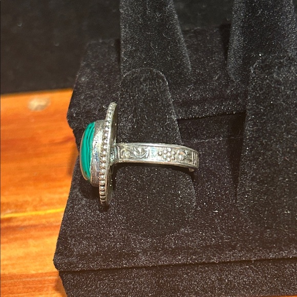 Malachite Natural Gemstone 925
 Silver SIZE 10.5 - Picture 4 of 10